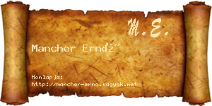 Mancher Ernő névjegykártya